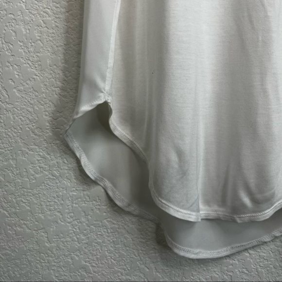 Haute Hippie Mixed Media White Shirttail Hem Tank Top/Cami - Picture 4 of 7